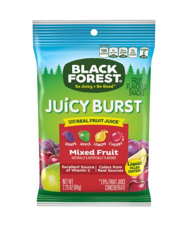 Black Forest Juicy Burst Fruit Snacks Mixed Fruit 2.25 Ounce Pack of 48