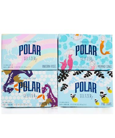 POLAR 100% Natural Seltzer Jr 24 ct Variety Pack - Impossibly Good Collection: Unicorn Kisses, Pixie Lights, Mermaid Songs, Dragon Whispers - Buy Online on SooperMarket.com