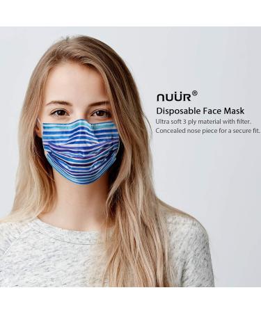 NU R Disposable Face Mask 3Ply Mask with Filter Layer and Elastic Earloop Retail 50pcs/box TIE DYE 50PCS - Buy Online on SooperMarket.com