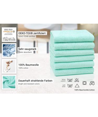 ZOLLNER Set of 6 Mint Green Cotton Small Bath Towels 50x100 cm - Soft & Absorbent Perfect for Home or Travel - Buy Online on SooperMarket.com