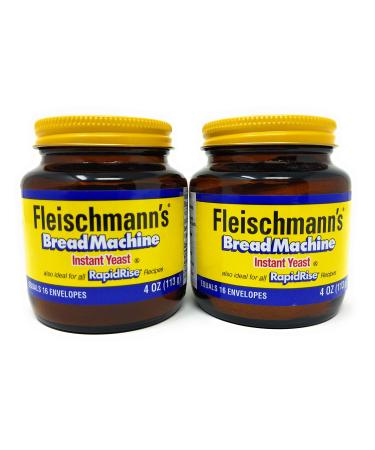 Fleischmann's Bread Machine Yeast, Also Ideal for All Rapid Rise Recipes, Equals 16 Envelopes, 4 oz Jar (Pack of 2)