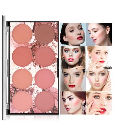 CCbeauty 8 Color Blush Palette Matte, Long Lasting Natural Glow Complexion Face Blushes, Bright Shimmer Blush Powder, Highlight Blush Palette, Professional Facial Makeup Blusher, Valentine's Day Gift Sets for Her, Girls Wo…