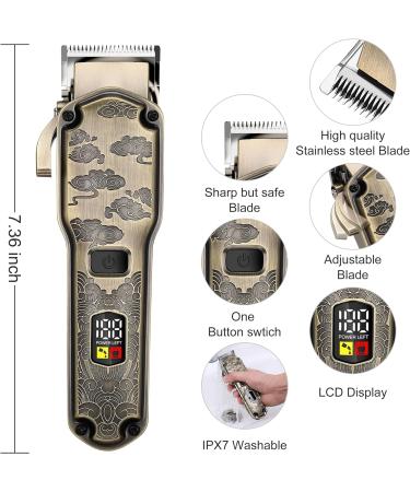Hatteker Professional Hair Clippers & Beard Trimmer Set | Waterproof Cordless Grooming Kit for Men | T-Blade & Nose Body Hair Trimmer - Buy Online on SooperMarket.com