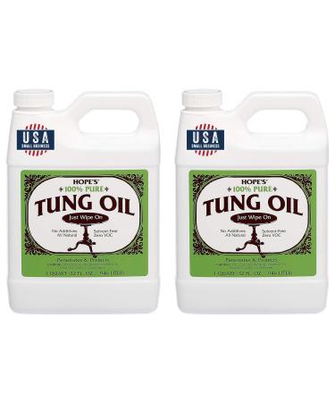 HOPE'S 100% Pure Tung Oil, Waterproof Natural Wood Finish and Sealer, 32 Fl Oz, 2 Pack Two, 32 Fl Oz