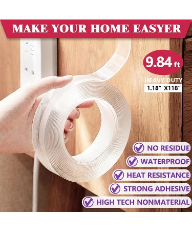 Nano Double Sided Poster tape Heavy Duty Multipurpose  Hanging Adhesive strips Strong Sticky Mounting tape Picture Gel tape (Transparent  9.84FT) 9.84FT Transparent - Buy Online on SooperMarket.com