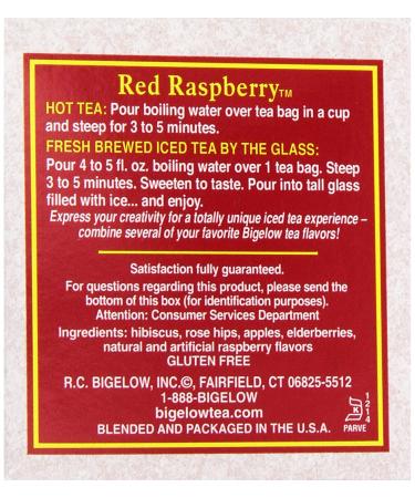 Bigelow Red Raspberry Tea - 20 Counts | Delicious Herbal Blend - Buy Online on SooperMarket.com