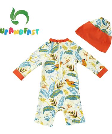 UPF 50+ Baby Boy Swimwear Set with Sun Hat | Infant Toddler One Piece Zip Swimsuit for 12-18 Months | Sun Protection Bathing Suit by Upandfast - Buy Online on SooperMarket.com
