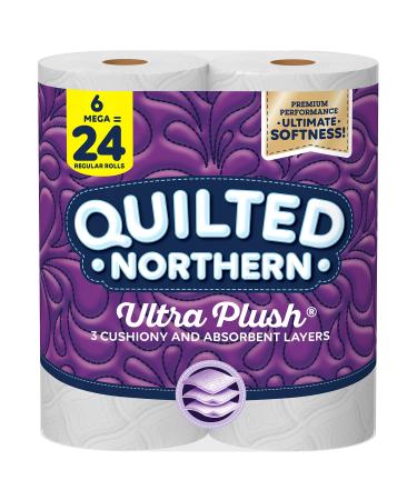 Quilted Northern Ultra Plush Toilet Paper, 6 Mega Rolls  24 Regular Rolls, 3-ply Bath Tissue