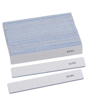 25 Count 80 Grit Rectangle Nail Files for Acrylic Nails Reusable Buffering Files Double Sided Emery Boards for Nails 80 Grit (25 Count)