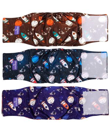Micooyo Belly ligaments for male dogs - 3 pieces of reusable dog diapers for male for puppies dogs washable male dog bandages XS (room XL) Space XL