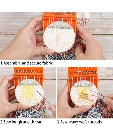 Caydo 14 Hooks Speedweve Darning Mini Loom Machine with 50 Color Darning Threads | Ideal for Quickly Mending Jeans & Socks | DIY Mini Weave Tool for Artful Patterns & Clothes Repair - Buy Online on SooperMarket.com