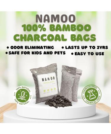 Namoo Natural Air Purifying Charcoal Bags - 10 Pack, Odor Eliminator with Hooks, Suction Cups - 200g x 4 Pack + 75g x 6 Pack - Buy Online on SooperMarket.com