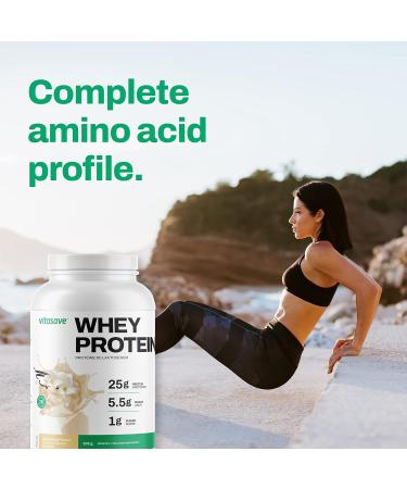 Whey Protein Powder by Vitasave 100% Whey Protein Powder 25g Protein Per Serving Grass-Fed Gluten-Free BCAAs Amino Acids - 26 servings 858g Tub (Vanilla Pack of 2) Vanilla Pack of 2 - Buy Online on SooperMarket.com
