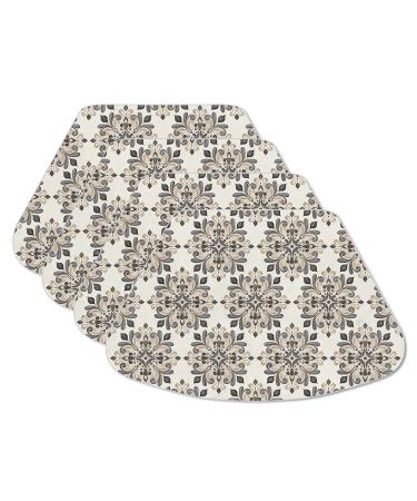 CounterArt Medallions Reversible Easy Care Flexible Plastic Placemat Wedge Shaped 4 Pack Made in The USA