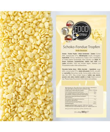 Food Crew 900g White Belgian Chocolate for Fondue - Perfect for Chocolate Fountains & New Year's Eve - 10 Individually Packaged Portion Bags - Buy Online on SooperMarket.com