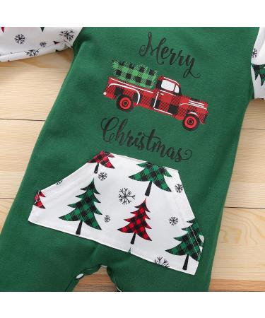 Loalirando Baby Christmas Romper Jumpsuit | My First Xmas Outfit 3-6 Months Green | Tree & Truck Design - Buy Online on SooperMarket.com