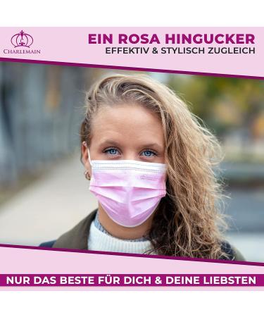 Charlemain 50x Pink Medical Face Masks - EN 14683 Type IIR BFE 99.9% 3-Layer Latex-Free Mouth-Nose Protection | International Shipping - Buy Online on SooperMarket.com