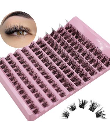 Selawasty 120pcs Lash Clusters DIY Eyelash Extensions Clusters Lashes D Curl Individual Lashes Eyelash Clusters Extensions Wispy Lashes Cluster DIY at Home (S10-D-8-16MIX)