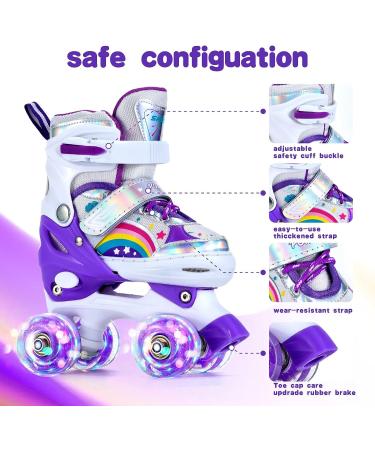 SHDSL Girls Roller Skates | 4 Size Adjustable with 8 Light Up Wheels | Fun Illuminating Skates for Beginners | Sizes 11C-1Y US - Buy Online on SooperMarket.com