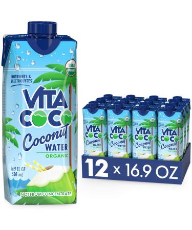Vita Coco Coconut Water, Pure Organic | Refreshing Coconut Taste | Natural Electrolytes | Vital Nutrients | 16.9 Oz (Pack Of 12)