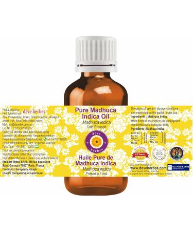 Deve Herbes Pure Madhuca Indica Oil (Madhuca indica) 100% Natural Therapeutic Grade Cold Pressed for Personal Care 50ml (1.69 oz) 50ml (1.69 oz) with Plastic Euro Dropper - Buy Online on SooperMarket.com