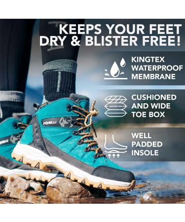 Foxelli Women's Waterproof Suede Hiking Boots - Breathable & Lightweight - Size 8.5 Teal - Buy Online on SooperMarket.com