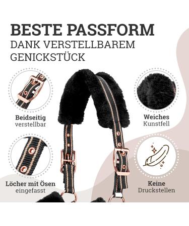 Esposita Halfter Champion Edition - Premium Soft Throw with Synthetic Fur (XFull/XWB Black/Rose Gold) - International Shipping Available - Buy Online on SooperMarket.com