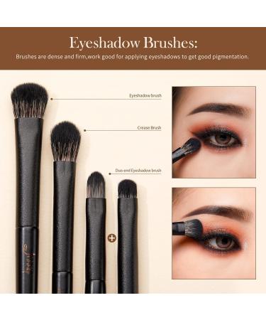 Jessup 10Pcs Eyeshadow Brush Set - Professional Eye Makeup Brushes for Blending, Liner, Crease & Brow - Elegant Black T337 - Buy Online on SooperMarket.com