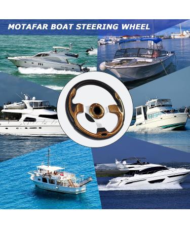 12.4 inch MOTAFAR Boat Steering Wheel - Anti-Slip PU Carbon Fiber, 3/4 Tapered Shaft, for Marine Boats, Yacht, Pontoon (5156-Brown) - Buy Online on SooperMarket.com