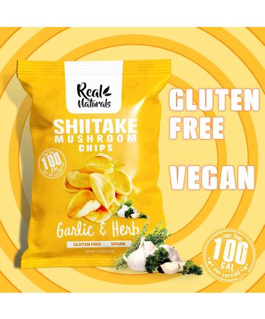Real Naturals Shiitake Mushroom Chips Garlic and Herbs Non GMO Low Calorie Vegan 12 Count of 32g - Buy Online on SooperMarket.com