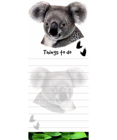 "Koala Magnetic List Pads" Uniquely Shaped Sticky Notepad Measures 8.5 by 3.5 Inches