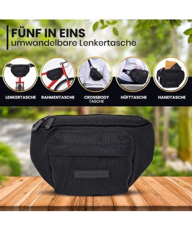 BOMENCE Small Bike Handlebar Pocket - 2-in-1 Sustainable Belt & Hip Pocket Made from Recycled PET (Black) - Buy Online on SooperMarket.com