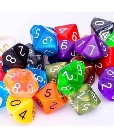 25-Piece Polyhedral Dice Set w/ Black Pouch - DND RPG MTG Table Games - Random Multi Colored Assortment - Color Set 2 D10 - Buy Online on SooperMarket.com
