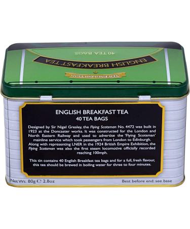 New English Teas Flying Scotsman Tea Caddy - 40 English Breakfast Teabags for Train Enthusiasts | English Breakfast Tea 40 Count - Buy Online on SooperMarket.com