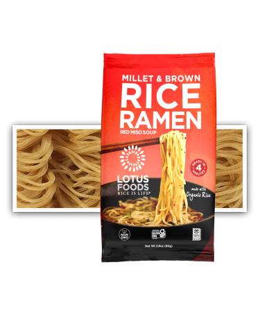 Lotus Foods Millet & Brown Rice Ramen With Miso Soup, Gluten-Free, 2.8 Oz (Pack Of 10) Millet & Brown Rice 2.8 Ounce (Pack of 10)
