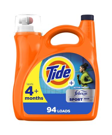 Tide Plus Febreze Sport Odor Defense Liquid Laundry Detergent Soap HE Compatible 94 Loads 132 fl oz 132 Fl Oz (Pack of 1) Sport