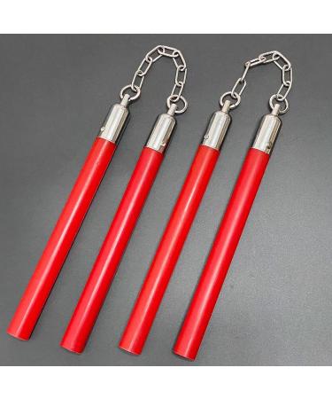 OWNALL Flexible Polyurethane Rubber Nunchucks for Adults | High Hardness & Elasticity with Steel Swivel Chain | Durable & Safe for Professionals - Red - Buy Online on SooperMarket.com