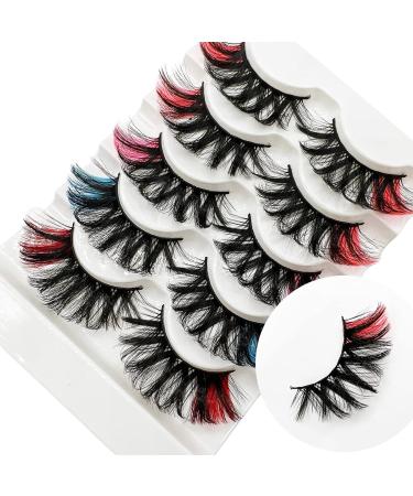 3D Mixed Colored 25MM Mink Lashes Pack - Pink Blue Red Eyelashes - Buy Online on SooperMarket.com