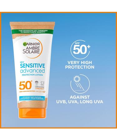 Garnier Ambre Solaire SPF 50+ Sensitive Advanced Sun Cream For Sensitive Skin Water Resistant & Non-Greasy Sunscreen SPF 50 UVA & UVB Protection Approved by Cruelty Free International 175ml 175 ml (Pack of 1) - Buy Online on SooperMarket.com