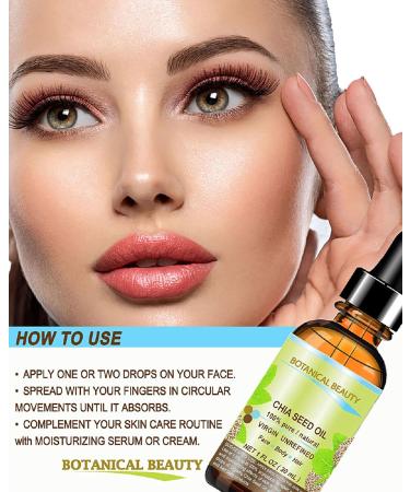 Organic Chia Seed Oil - 100% Pure Cold Pressed Carrier Oil for Skin Hair and Nail Care | Omega 3 6 9 & B-Vitamins | 1 Fl Oz (Pack of 1 - Buy Online on SooperMarket.com