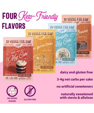 SWEET LOGIC Keto Dessert Mug Cake Mixes - Variety Pack | Refined Sugar Free, Gluten Free, Diabetic Friendly Keto Snacks - 4 Keto Mug Cake Mixes for Sweet and Healthy Treats - Buy Online on SooperMarket.com
