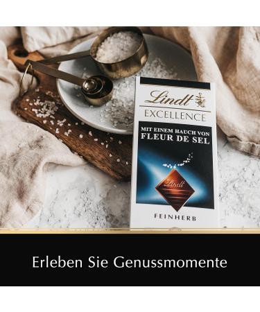 Lindt Excellence Dark Chocolate with Sea Salt - Intense Cocoa Flavor 100g | Premium International Shipping - Buy Online on SooperMarket.com