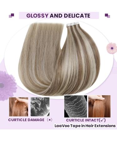 Buy Laavoo Invisible Tape Extensions | Real Hair Remy Blond Highlighted 40cm | Seamless 20pcs Perfect for Natural Look - Buy Online on SooperMarket.com