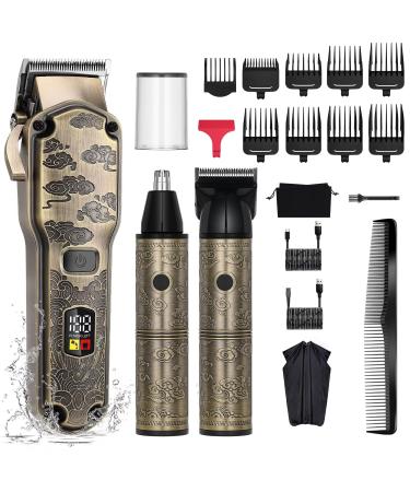 Hatteker Hair Clipper for Men Waterproof Hair Trimmer Electric Shaver Razor Cordless Hair Clippers Nose Hair Trimmer for Men Shaving Kit for Nose Mustache Body Facial Birthday Gift for Dad