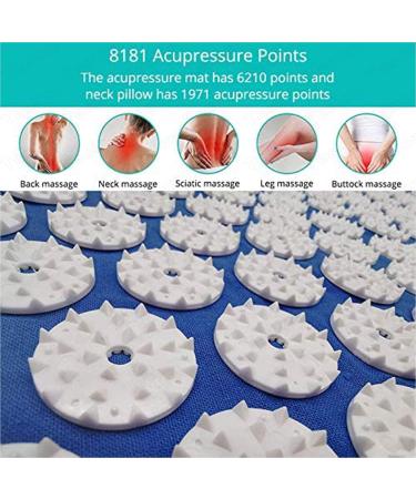 Tesion Acupressure Mat and Pillow Set Massager Cushion Ideal for Back/Neck Pain Relief and Muscle Relaxation Relieves Stress and Sciatic Pain. Bule - Buy Online on SooperMarket.com