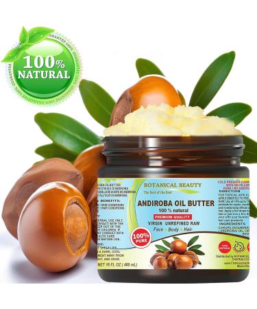 Botanical Beauty Andiroba Oil Butter - Raw Pure Natural Virgin Unrefined Cold-Pressed 16 Fl Oz | Nourish Face Skin Body Hair Lips & Nails - Rich in Vitamin E & C - Buy Online on SooperMarket.com