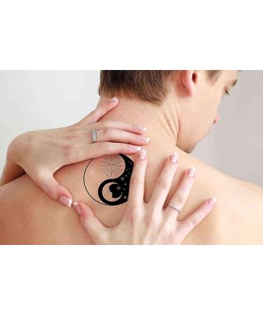 Dope Tattoo 6 Sheets Retro Ying Yang with Sun and Moon Temporary Tattoos for Men and Women - Stars Tattoo Design 3.7 X 3.7 Inch - Buy Online on SooperMarket.com