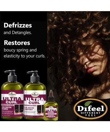Difeel Ultra Curl 3-PC Hair Care Set | Curl Boosting Shampoo Conditioner & Oil - International Shipping Available - Buy Online on SooperMarket.com