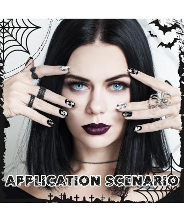 384 Pcs Halloween Press On Nails - Ghost Pumpkin & Spider Patterns | Short Coffin Style Nail Tips for Women - Buy Online on SooperMarket.com