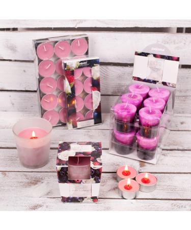 Pajoma Premium Roses-Berries Votive Candles - 12 Pack (55g) | Marble Finish | 17-Hour Burn Time - Buy Online on SooperMarket.com